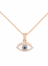 925 Silver Rose Gold Plated Neelora Evil Eye Blue Stones & Cubic Zirconia Pendant with Chain