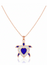 Sapphire Heart Turtle 92.5 Sterling Silver Pendant with Chain