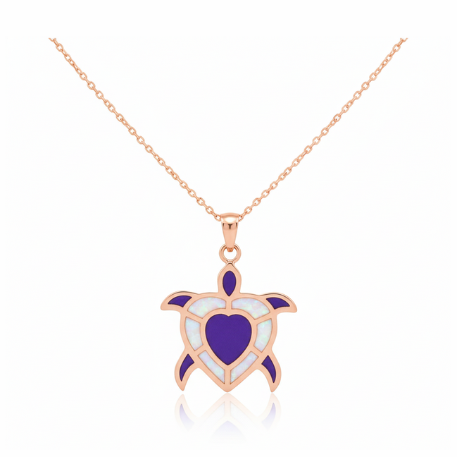 Amethyst Heart Turtle 92.5 Sterling Silver Pendant with Chain