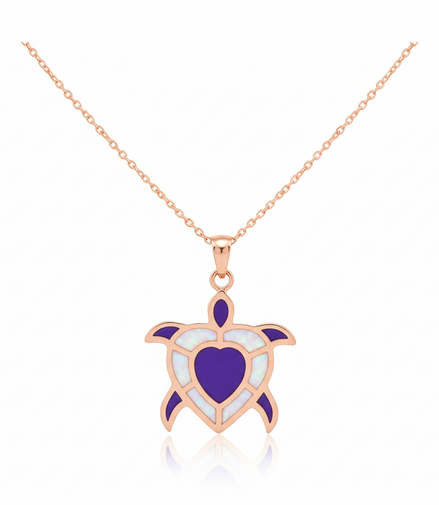 Amethyst Heart Turtle 92.5 Sterling Silver Pendant with Chain