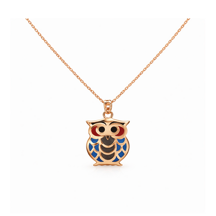 Wisdom Owl 92.5 Sterling Silver Pendant with Chain