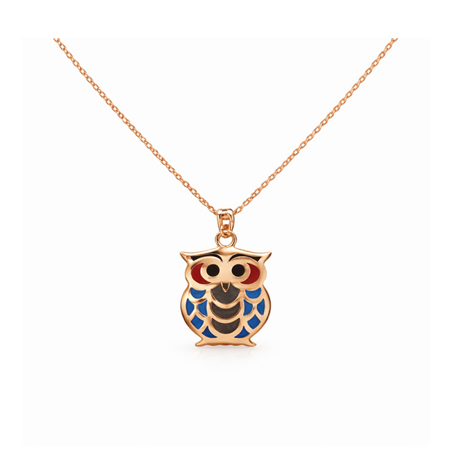 Wisdom Owl 92.5 Sterling Silver Pendant with Chain