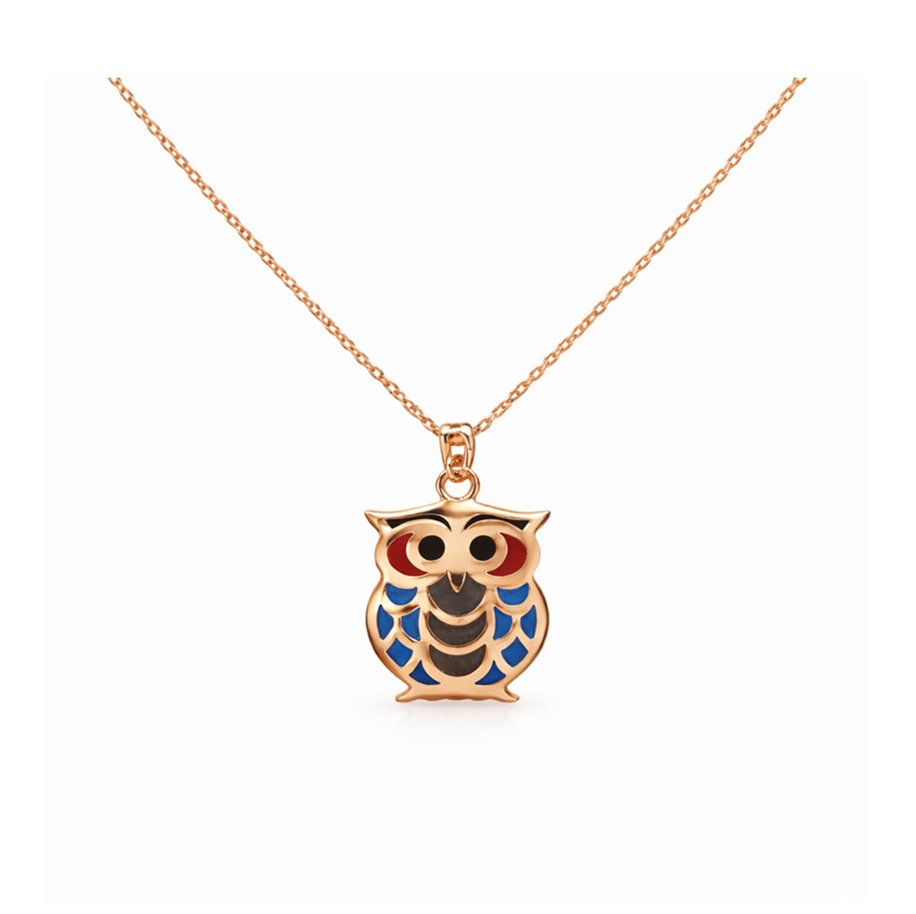 Wisdom Owl 92.5 Sterling Silver Pendant with Chain