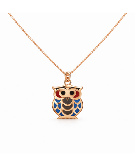 Wisdom Owl 92.5 Sterling Silver Pendant with Chain