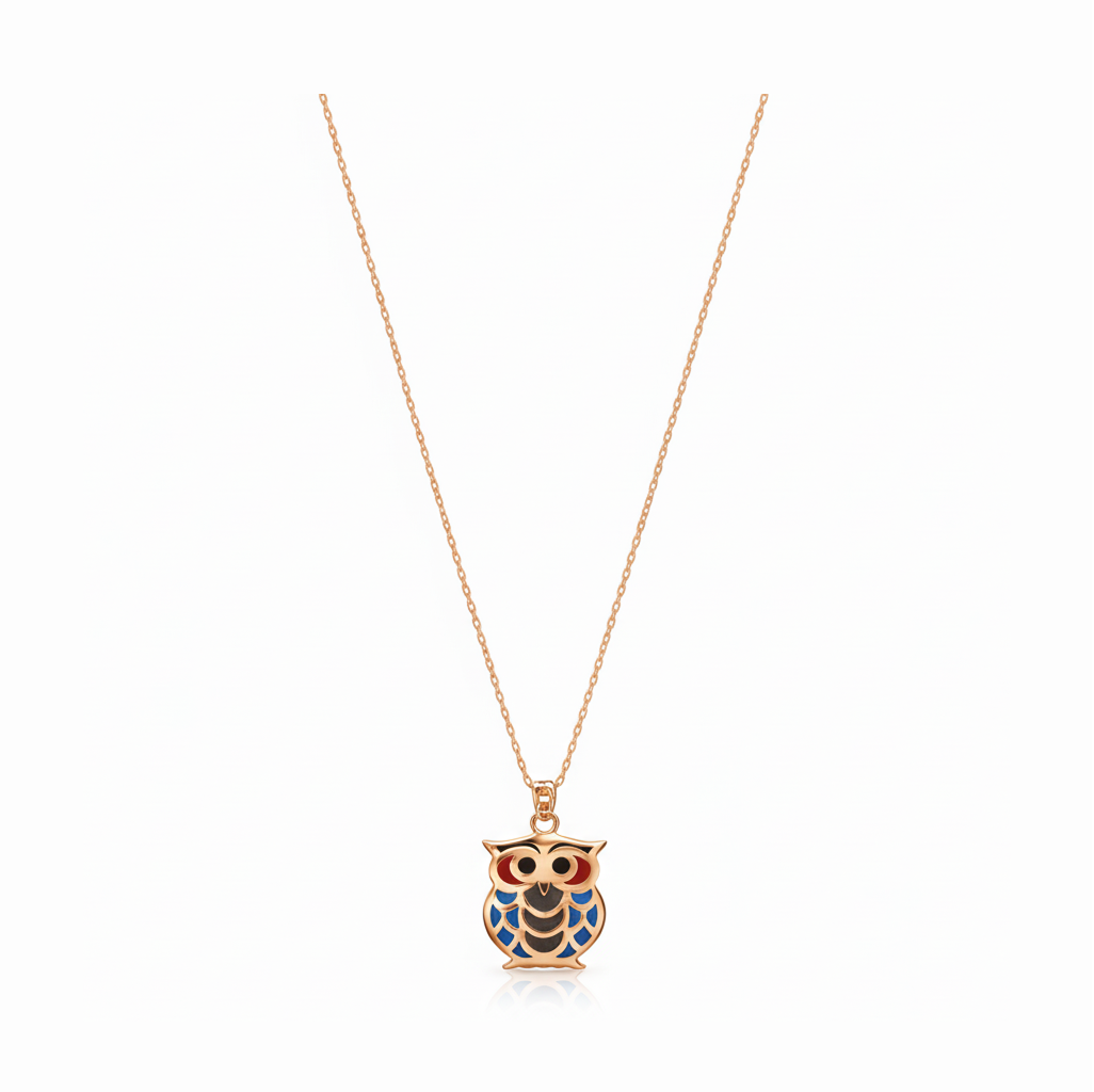 Wisdom Owl 92.5 Sterling Silver Pendant with Chain