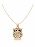 Emerald Wisdom Owl 92.5 Sterling Silver Pendant with Chain