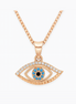 925 Silver Rose Gold Plated Turqara Evil Eye Turquoise & Cubic Zirconia Accents Pendant with Chain