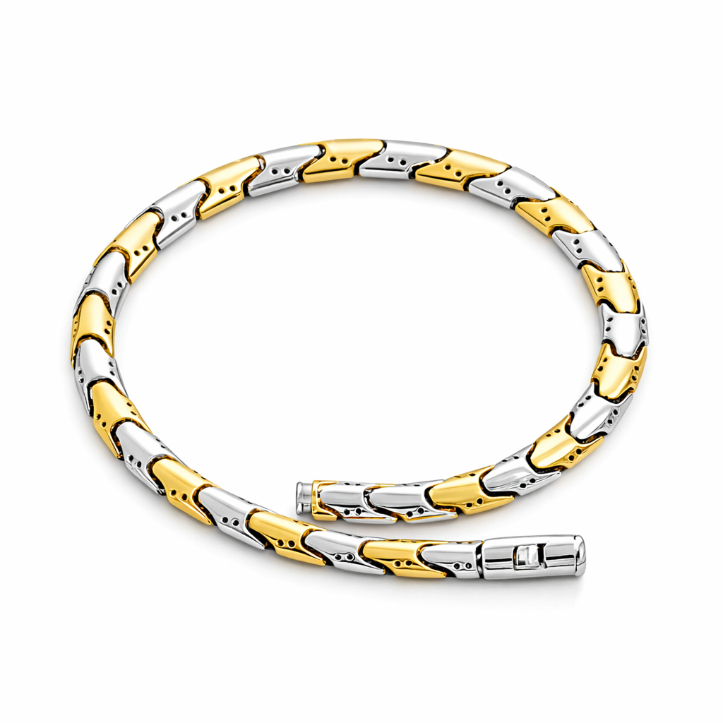 GeoLuxe Dual-Tone Gold & Silver Link Bracelet for Men