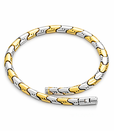 GeoLuxe Dual-Tone Gold & Silver Link Bracelet for Men