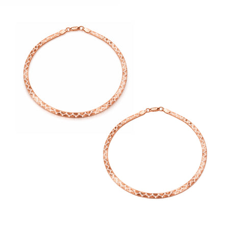 Glamour Rose Gold Silver Payal (Pair)