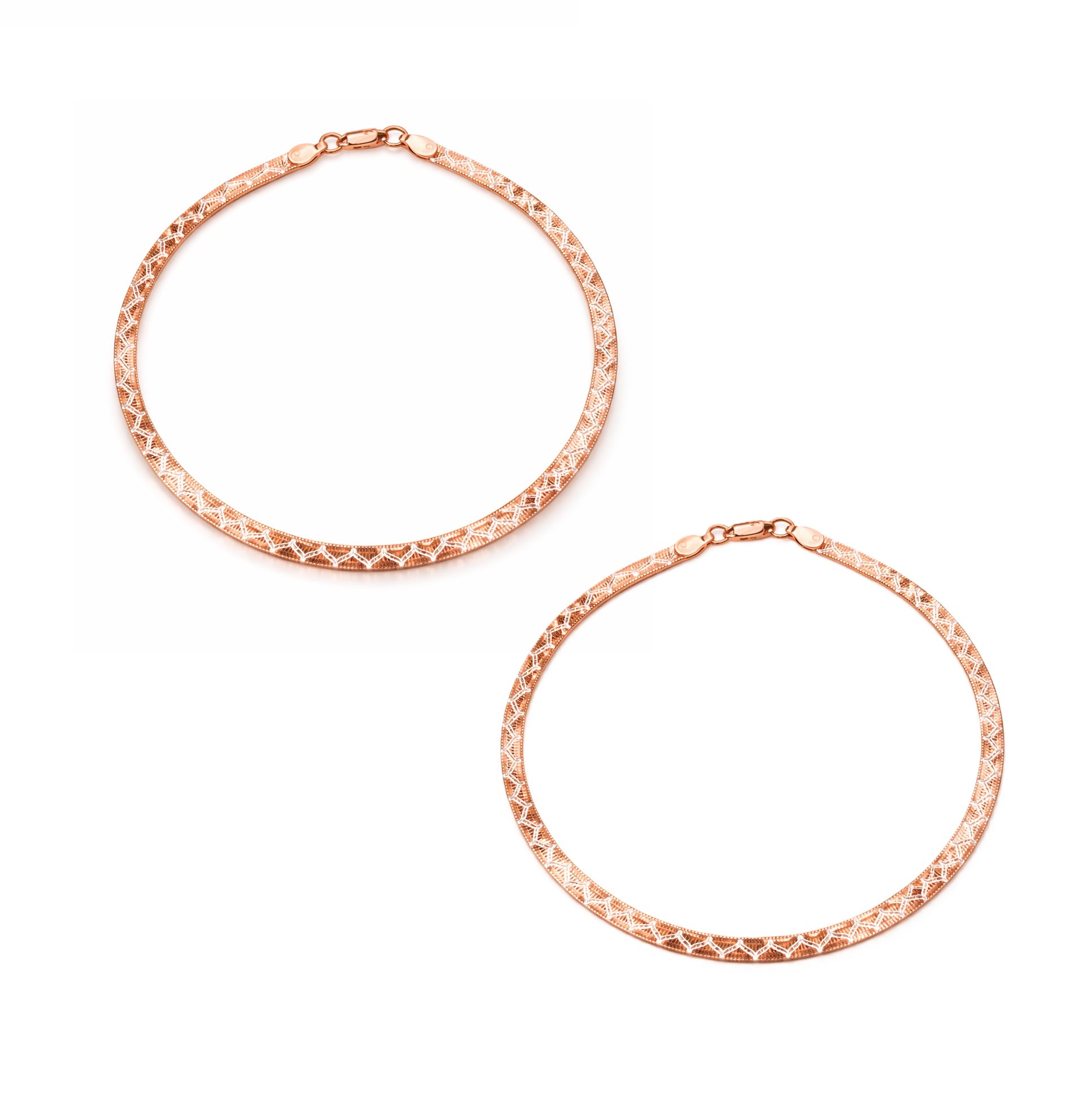 Glamour Rose Gold Silver Payal (Pair)