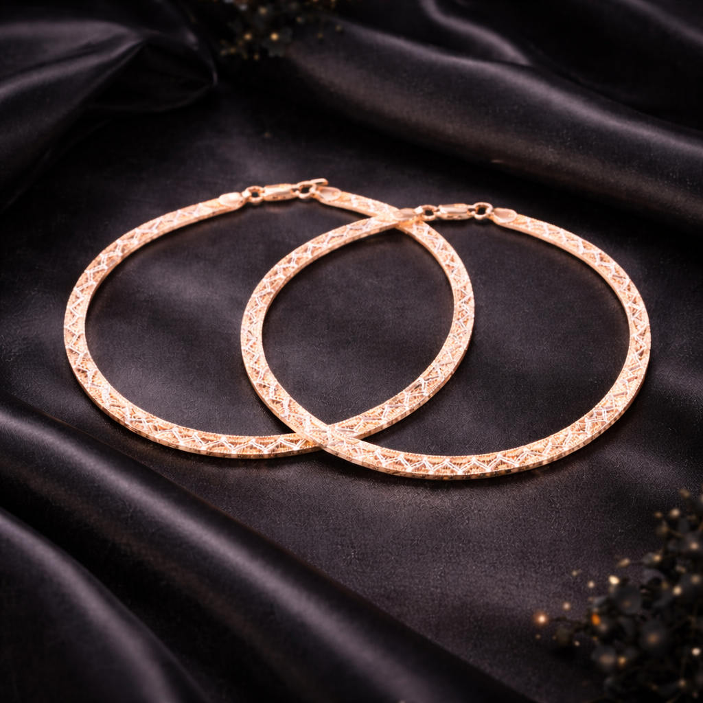 Glamour Rose Gold Silver Payal (Pair)