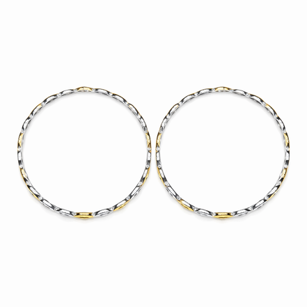 Elara Leaf Two-Tone 925 Silver Bangle Pair