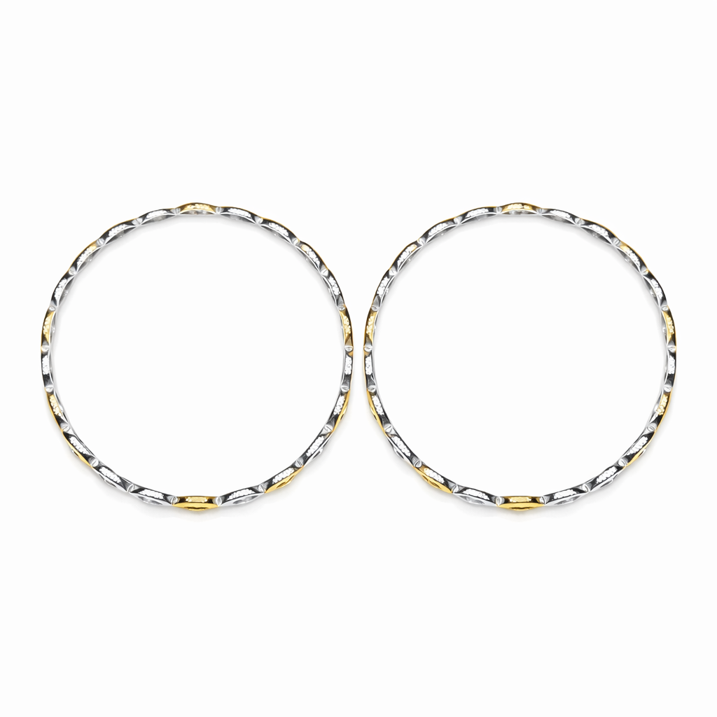Elara Leaf Two-Tone 925 Silver Bangle Pair