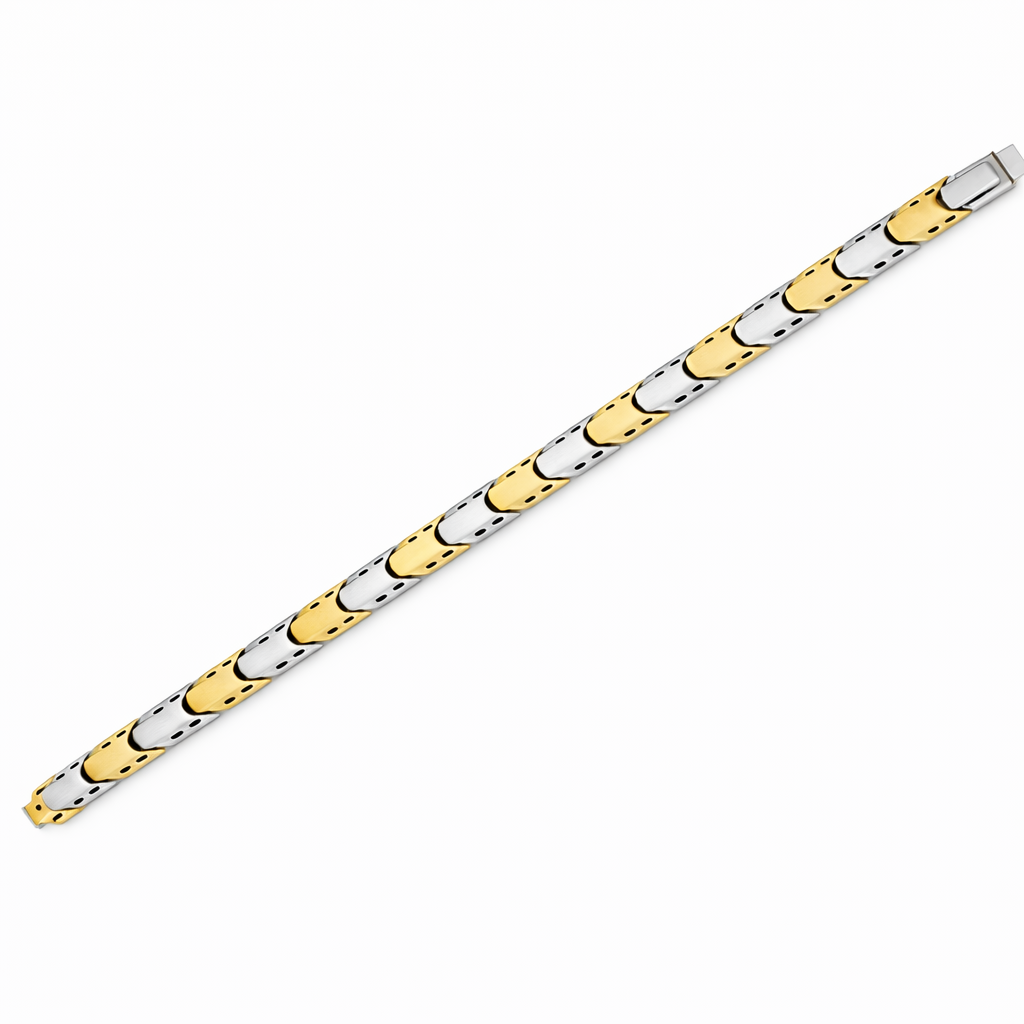GeoLuxe Dual-Tone Gold & Silver Link Bracelet for Men
