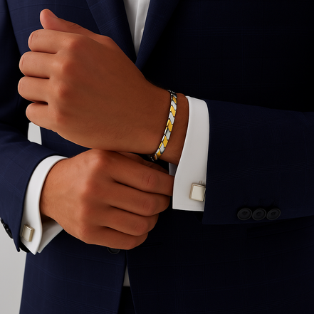GeoLuxe Dual-Tone Gold & Silver Link Bracelet for Men