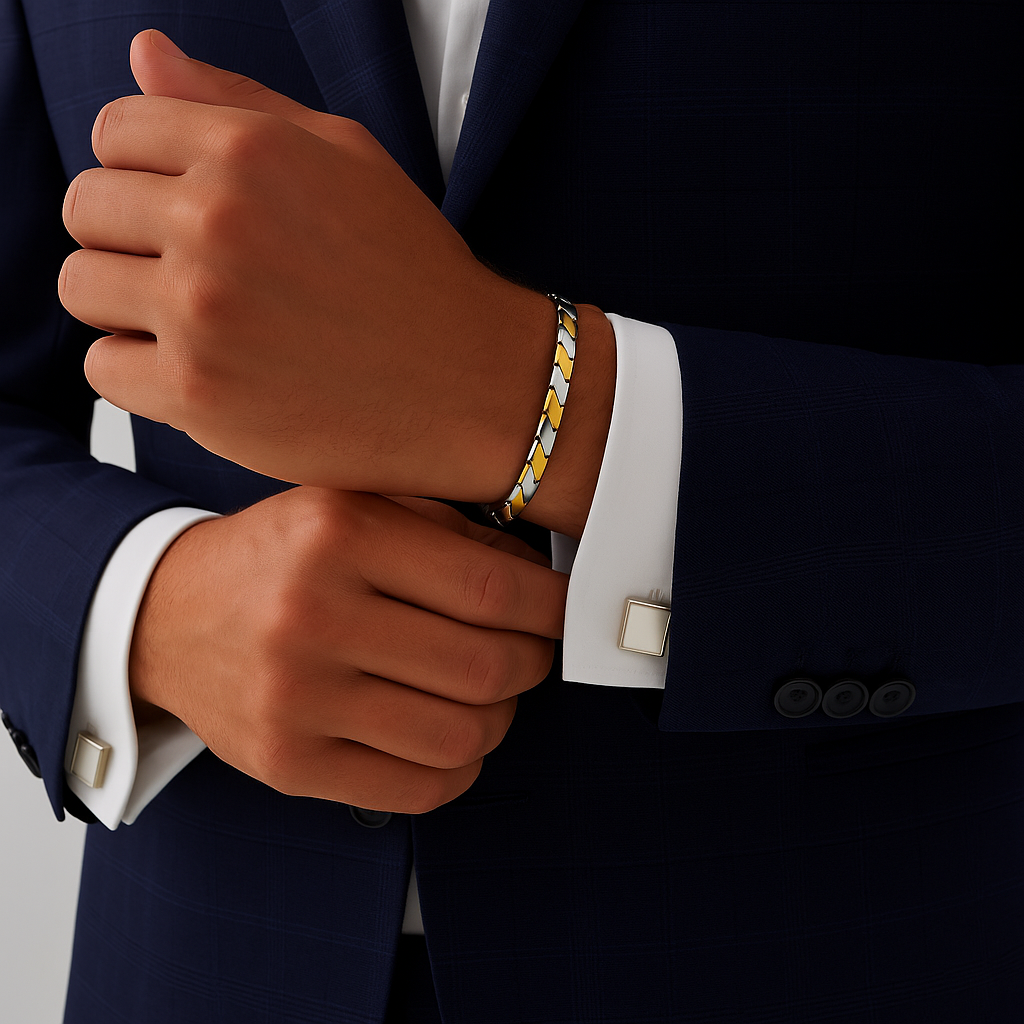 GeoLuxe Dual-Tone Gold & Silver Link Bracelet for Men