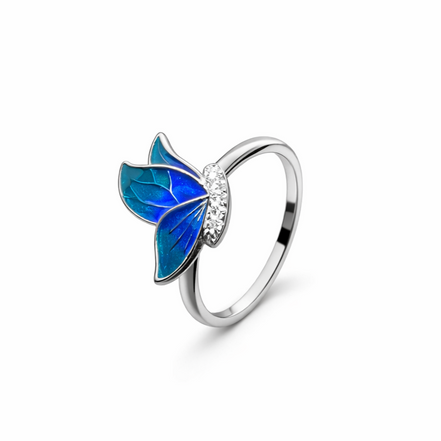 Cerulean Monarch Enamel Ring