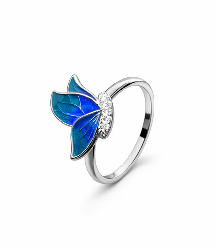 Cerulean Monarch Enamel Ring