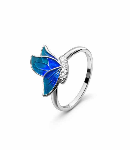Cerulean Monarch Enamel Ring