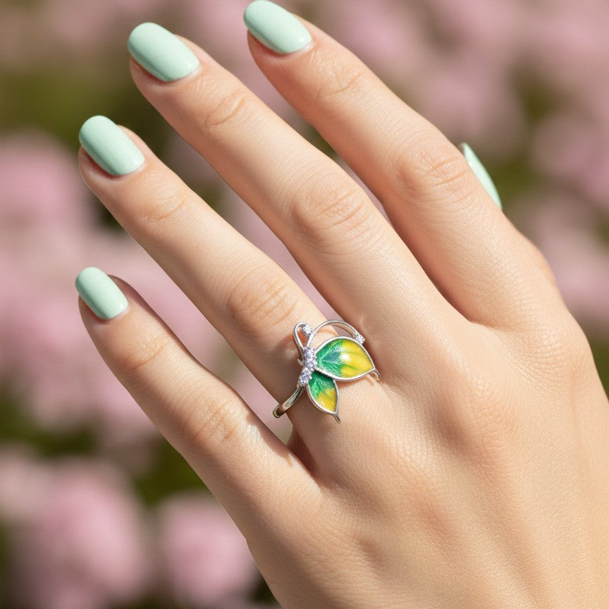 Sunlit Meadow Butterfly Ring