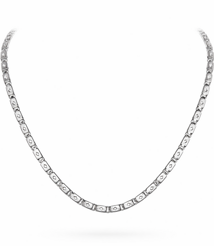 Silver Rectangular Box Link Chain for Men | Diamond-Cut Pattern For Him