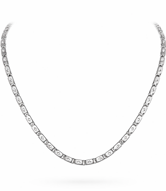 Silver Rectangular Box Link Chain for Men | Diamond-Cut Pattern For Him