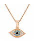 925 Silver Rose Gold Plated Auralis Evil Eye Turquoise & Cubic Zirconia Pendant with Chain