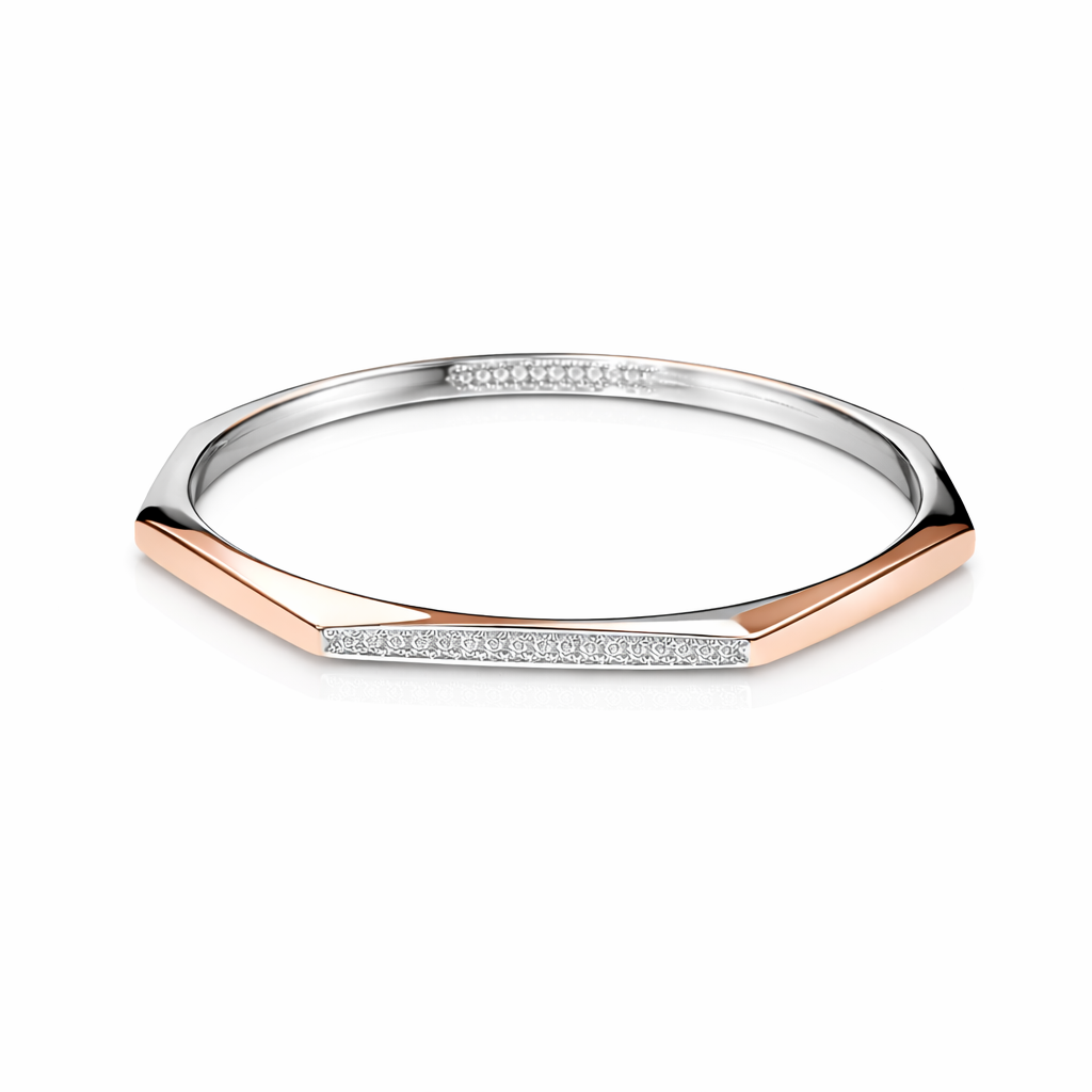 Prism Two-Tone 925 Silver Bangle Pair