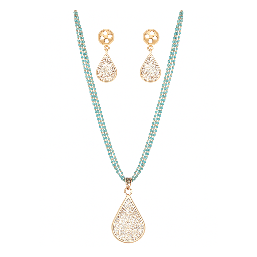 Celeste Teardrop Filigree Necklace Set