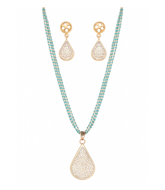 Celeste Teardrop Filigree Necklace Set
