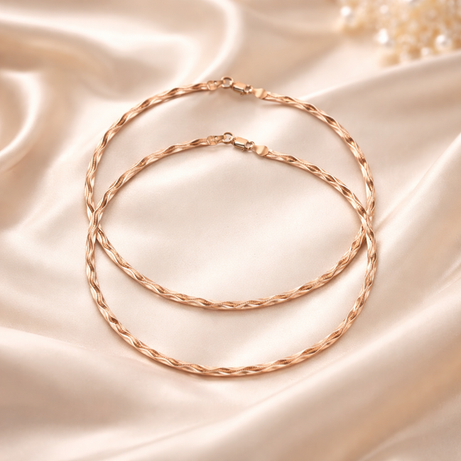 Rose Gold Meander 925 Silver Payal (Pair)