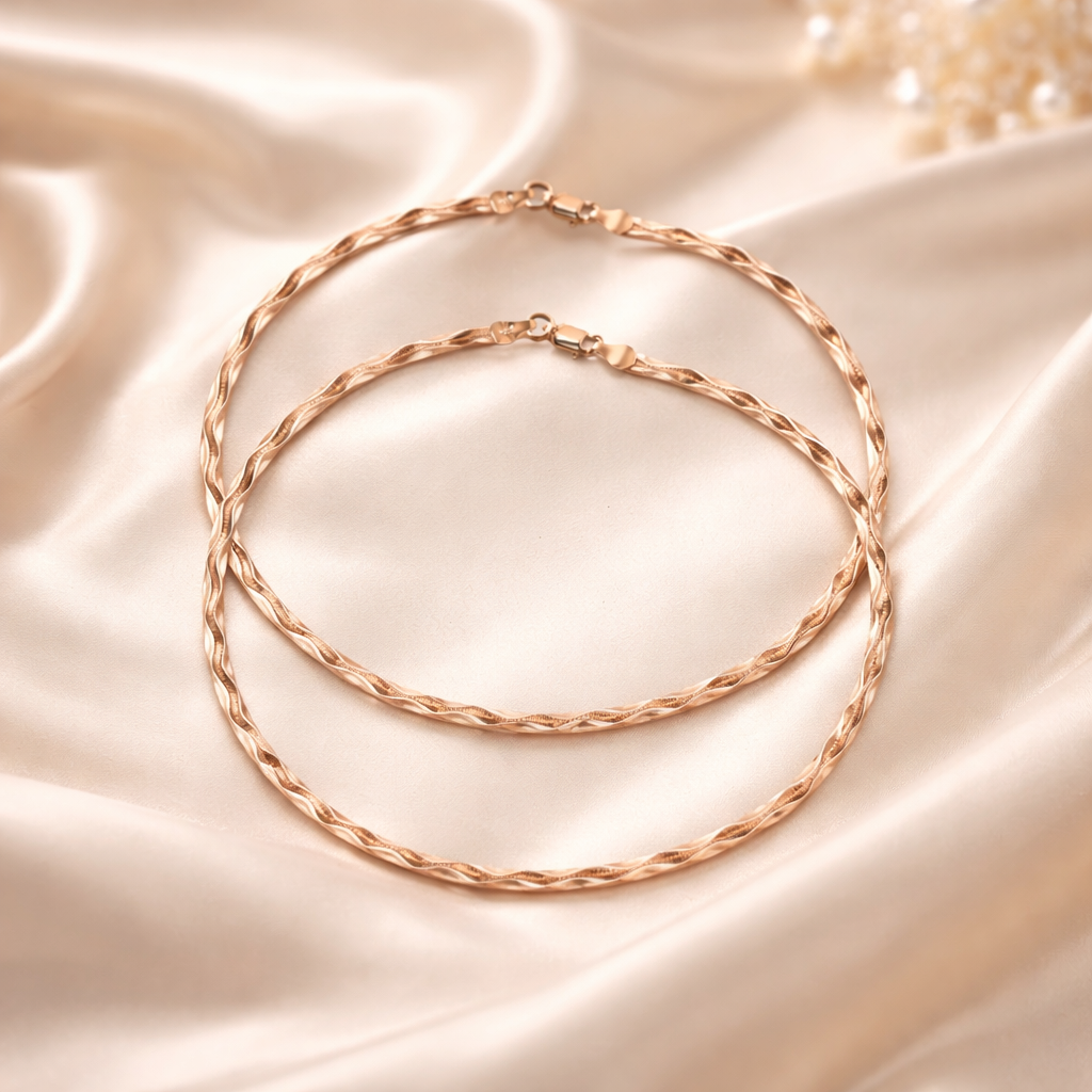 Rose Gold Meander 925 Silver Payal (Pair)