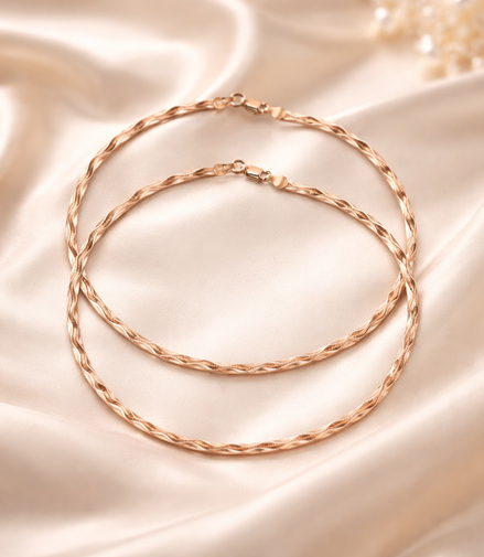 Rose Gold Meander 925 Silver Payal (Pair)