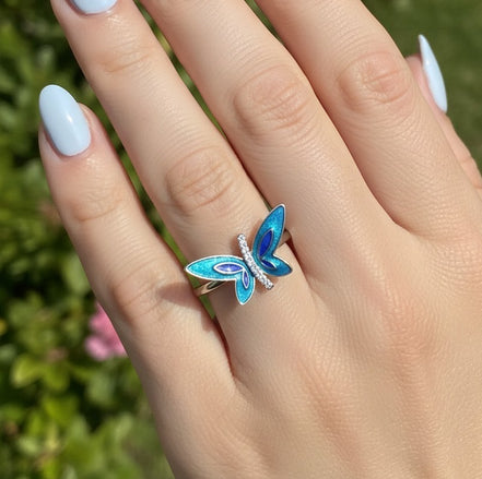 Azure Flight Enamel Ring