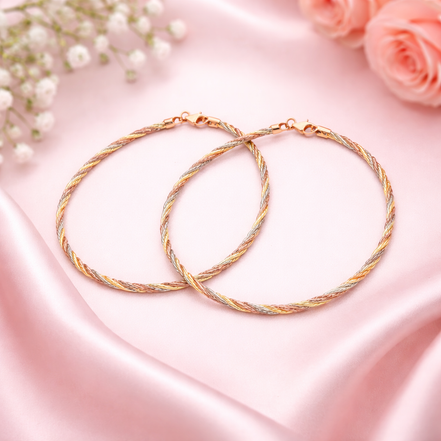 Three-Tone Serpentine 925 Silver Payal (Pair)