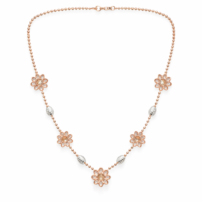 Rosette Grace 925 Sterling Silver Rose-Gold Chain Necklace