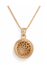 925 Silver Rose Gold Plated Roselace Bloom Round Floral Laser-Cut Pendant with Chain