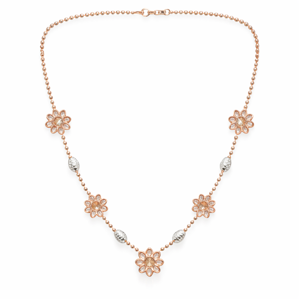Rosette Grace 925 Sterling Silver Rose-Gold Chain Necklace