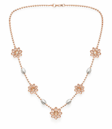 Rosette Grace 925 Sterling Silver Rose-Gold Chain Necklace