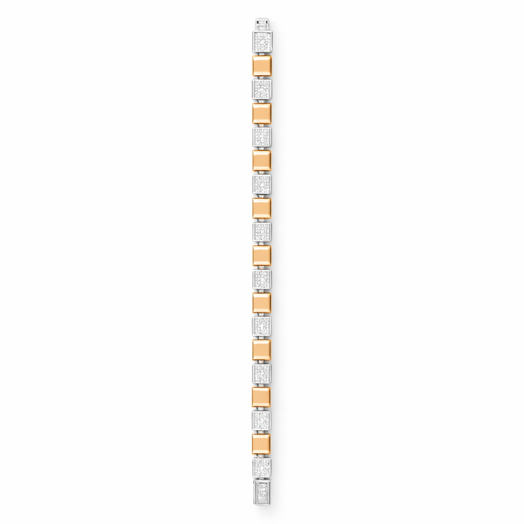 Sterlo Square Dual-Tone Rose Gold Bracelet