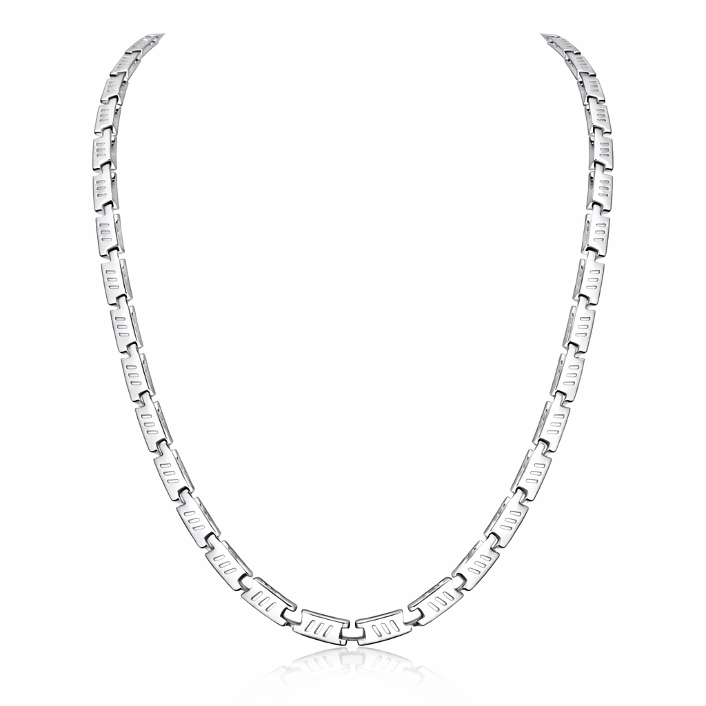 Apex Rectangular Plate Silver Chain For Men