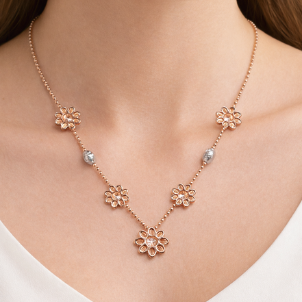 Rosette Grace 925 Sterling Silver Rose-Gold Chain Necklace