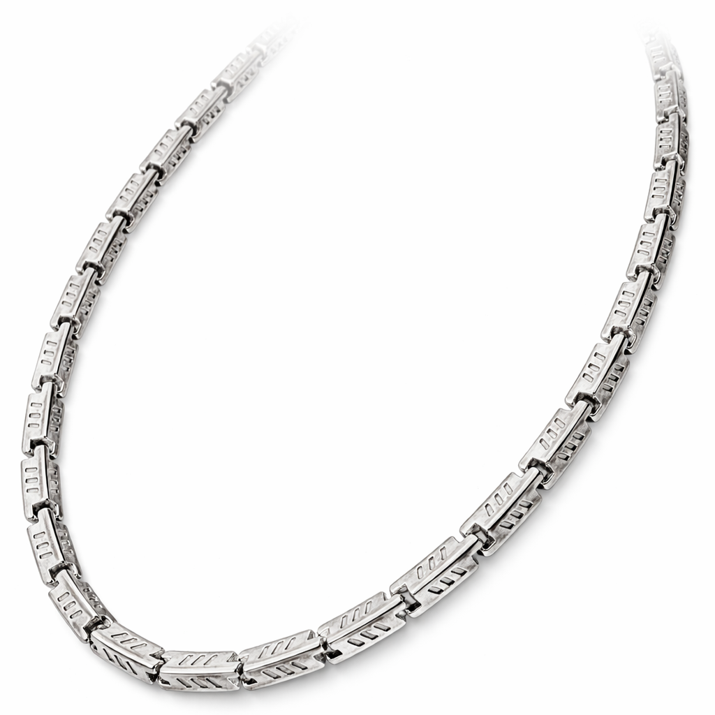 Apex Rectangular Plate Silver Chain For Men