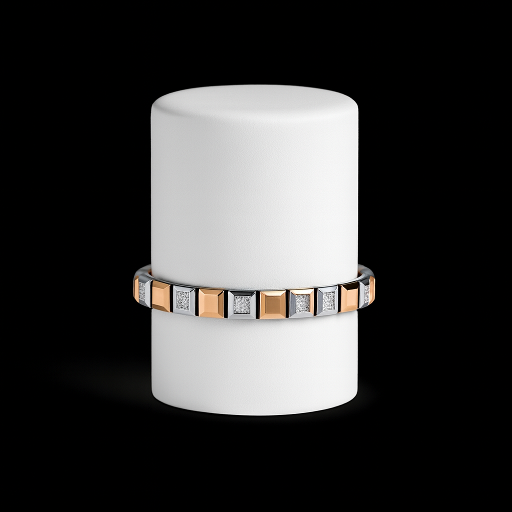 Sterlo Square Dual-Tone Rose Gold Bracelet