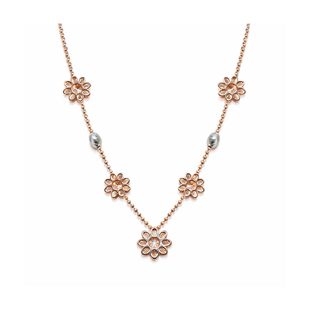 Rosette Grace 925 Sterling Silver Rose-Gold Chain Necklace