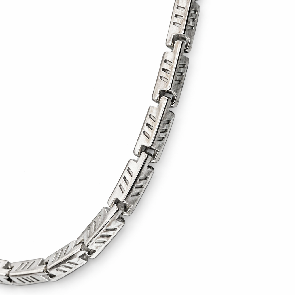 Apex Rectangular Plate Silver Chain For Men