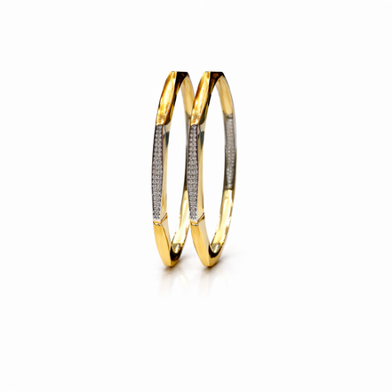 Celestia Edge Two-Tone 925 Silver Bangle Pair