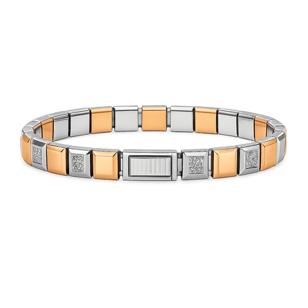 Sterlo Square Dual-Tone Rose Gold Bracelet