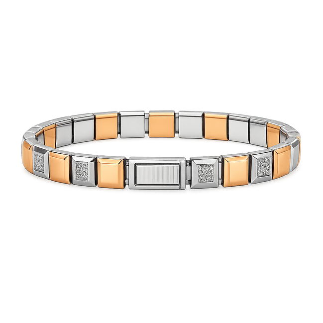 Sterlo Square Dual-Tone Rose Gold Bracelet